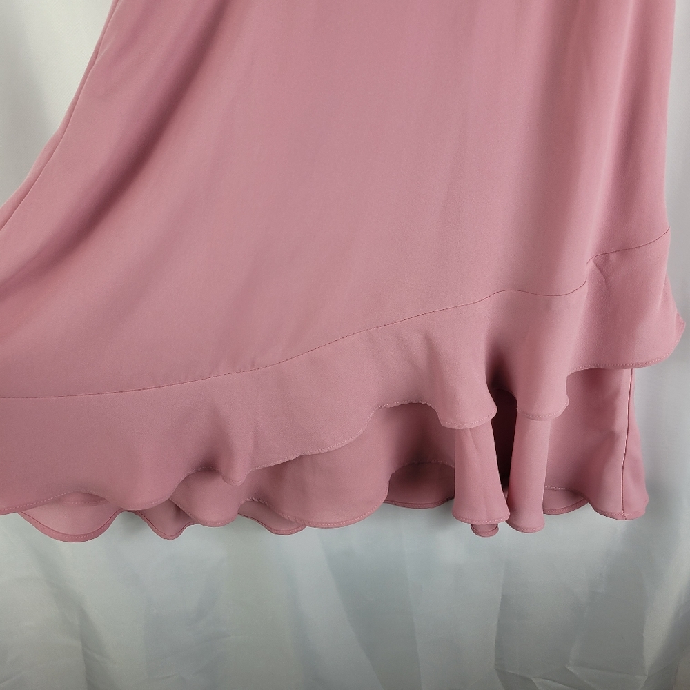 Ruffled V-Neck Mini Dress in Mauve Pink - Picture 6 of 16